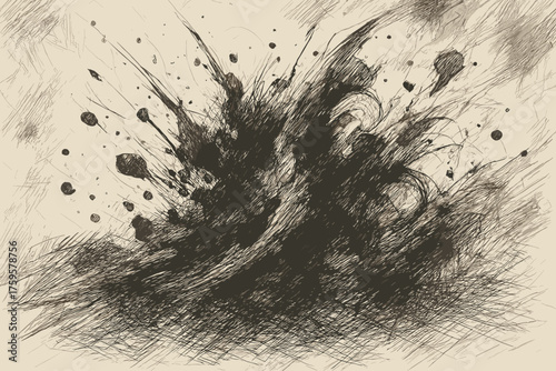 Expressive contrast background abstract sketch dense ink illustration blending vector strokes chaotic