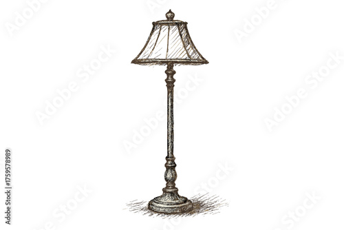 Rough artifacts along stand timeless lamp illustration vector sketch hatching contour base