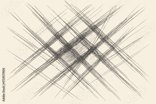 Abstract illustration intersections drawn sketch vector crisscrossing pencil lines rapidly shading concentrated
