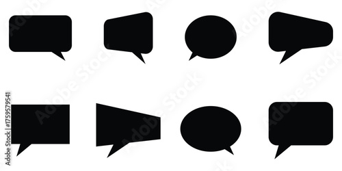 Black dark modern isolated chat-box symbol sets on white page. Comment box sign icons set on white background. Communication massage icons set. EPS 10.