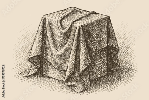 Layered shaded vector crosshatch draped illustration fabric sketch strokes depth