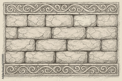 Vector stone elegance shading decorative enhancing illustration cracks etched texture borders