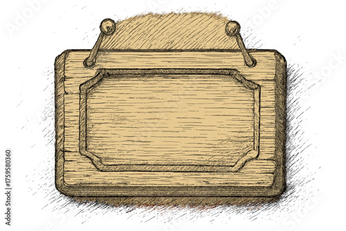 Angled border signboard sketch shading illustration lines crosshatching vector rustic wooden