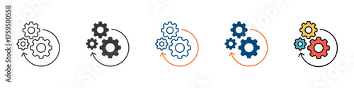 Process Icon Set Multiple Style Collection 
