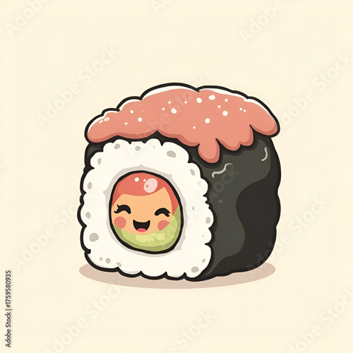 sushi with chopsticks and sushi