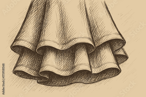 Shaded suggesting sketches illustration sketchy layered vector edges skirt lines fabric clothing
