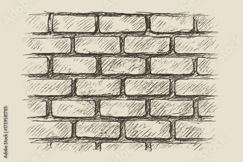 Joints wall sketch brick illustration textured mortar loose shading strokes vector