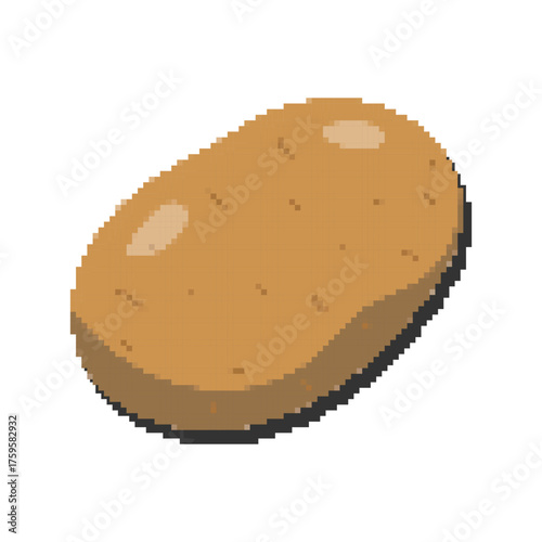 Brown raw potato vegetable pixel art on transparent background