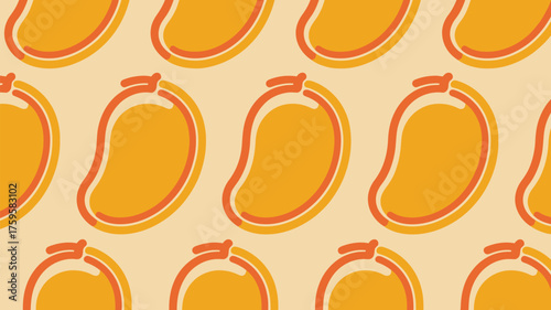 Vibrant mango seamless pattern for summer designs that brings a tropical, refreshing feel perfect for textiles, packaging, and vibrant backgrounds