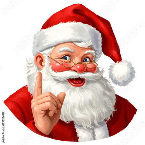 Cheerful Santa Claus With Index Finger Wp Winking With Cute Smile Isolated On Transparent Background