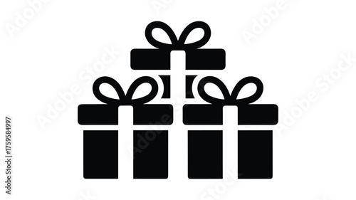 Stack of four wrapped gift boxes with bows icon