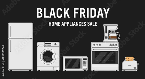 Black Friday Home Appliances Sale banner Discount shopping for electronics