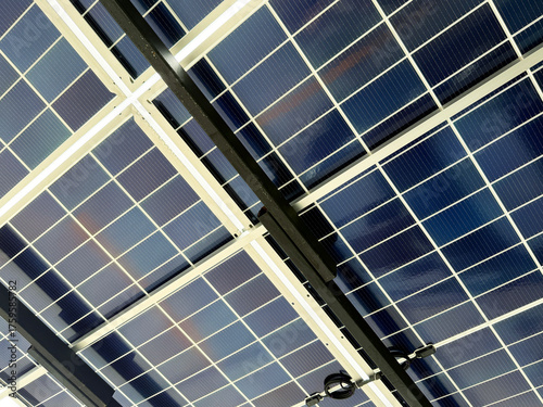 Solar roof panel structure frame pattern detail.