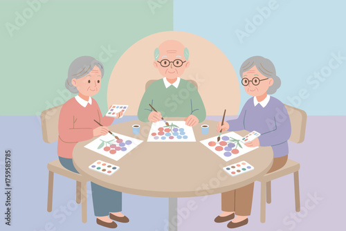 Senior friends enjoying a painting activity together fostering creativity and connection