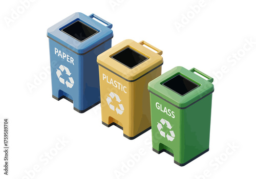 Recycling Bins for Paper, Plastic, and Glass