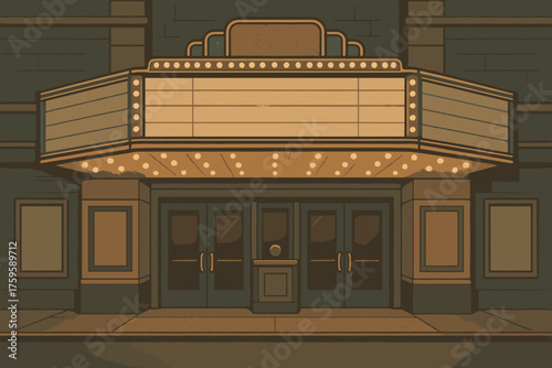 Marquee softly muted empty illustration theater retro palette vector quiet glowing