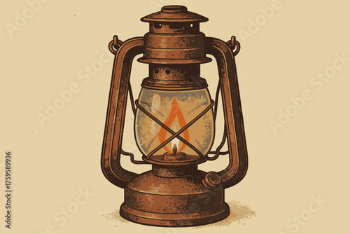 Glow palette vector lantern illustration metal antique flame flickering nostalgic textures