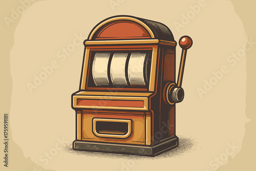 Isolated vector shading slot retro details machine illustration emphasized polished background textured