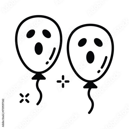 Festive balloons with spooky faces, great for Halloween parties.
