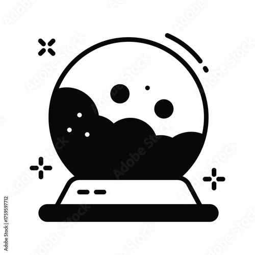 Haunted crystal ball for witchcraft fortune telling, spooky Halloween symbol.