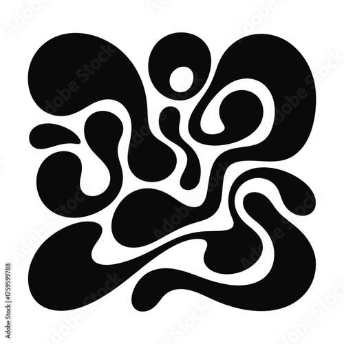 Canvastavla Abstract black organic shapes on white background