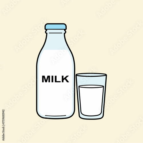 bottle of milk and glass