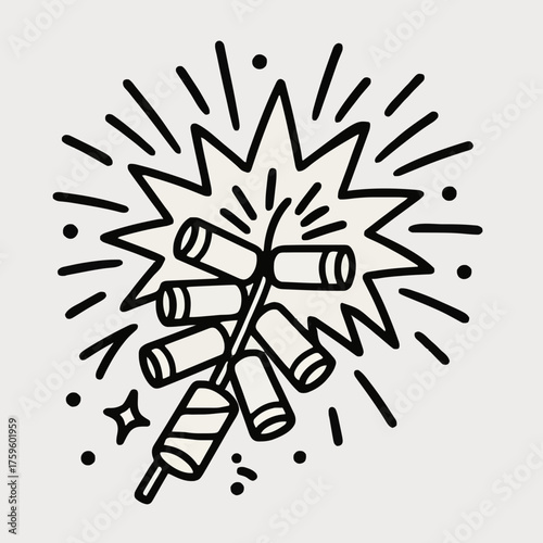 Firecrackers exploding with sparks in festive celebration design  