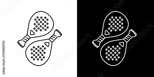 Vector Outline Padel Rackets Icon Set for Sports Apps and Websites - Modern Minimalist Design of Athletic Game Equipment