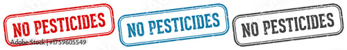 no pesticides stamp. no pesticides rectangular stamp set isolated on white background
