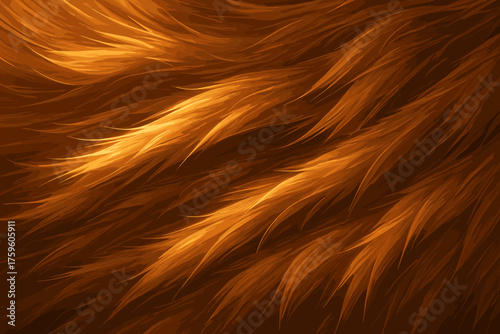 Detail macro vector strong creating strands fur close golden illustration sunlight layered