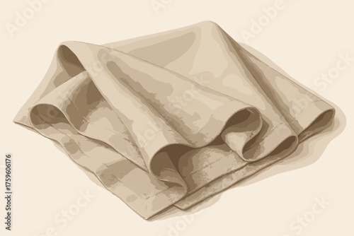 Photorealistic napkin linen vector naturally subtle smooth illustration folded elegance transitions shading