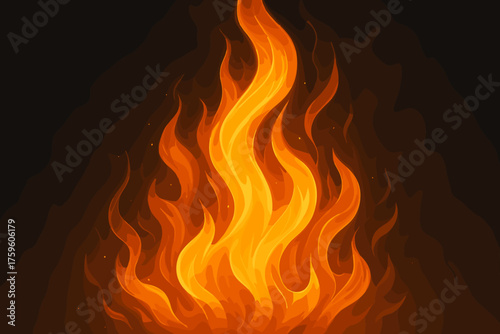 Smoke simple upward rising orange glow vector photorealistic illustration edges flames blazing