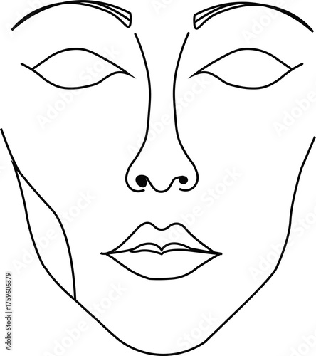 Vector illustration of a woman's face with beauty and fashion elements like lips, eye, hair, and style