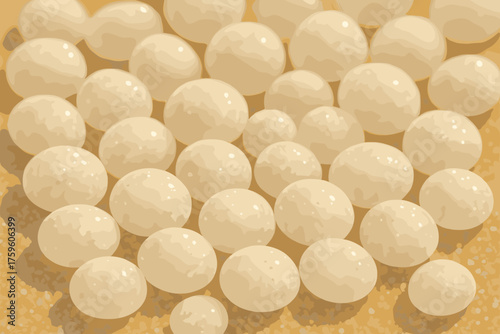 Photorealistic natural glow soft edges magnified translucent grains illustration vector white sandgrain