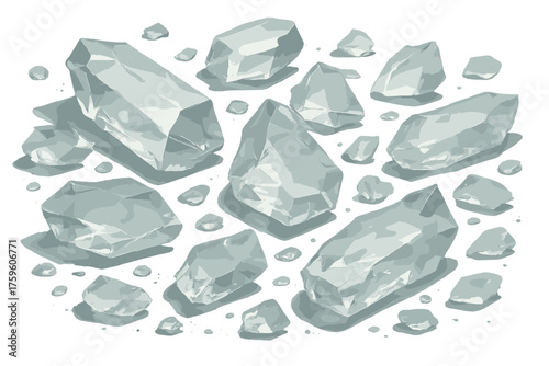 Illustration surface highlights scatter broken lying natural crystal creating scattered shard vector