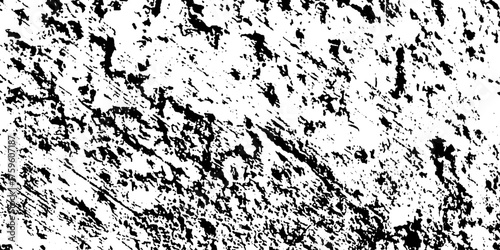 Distress urban overlay spotted concrete grain surface grainy noise rust wall grunge black splatter and white background. damaged chalk crack rough ink wall texture.	