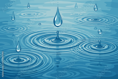 Patterns ripple detailed water vector illustration raindrops simple rings group forming raindroplets