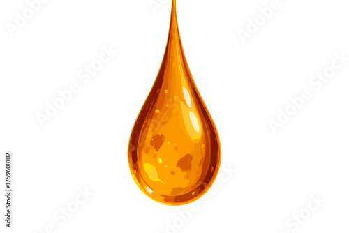 Droplet resin glowing golden amber showing tones elongated drop inner illustration vector