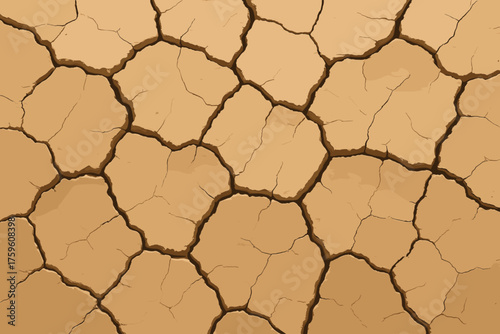 Emphasizing surface detailed terrain clay arid illustration cracked crevices vector dusty lighting