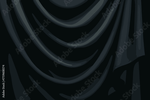 Vector fabric heavy velvet texture highlights deep layered folds hanging drape illustration