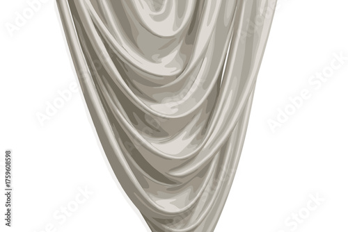 Vector one pulled overlapping illustration elegant folds drape creases fabric realistic glossy