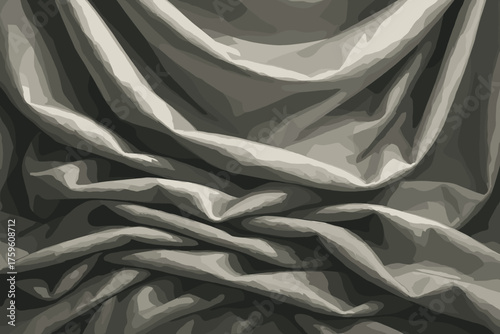 Naturally folds stacked fabric creases luminous contrast layered vector highlights illustration textured
