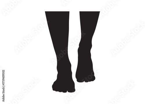 Vector art of bare feet walking in black silhouette style