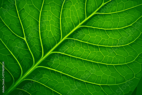 Macro mesh detail light glowing entire vector structure under green vein illustration
