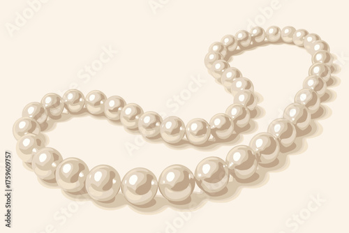 Pearls illustration surfaces photorealistic elegant strand pearl smooth curve gloss highlights vector