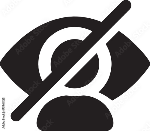 Eye crossed out icon showing privacy protection, hidden view, and secure personal information.