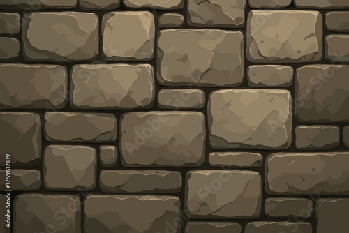 Illustration shading stonewall photorealistic stone soft medieval gradient detailed masonry vector artistry