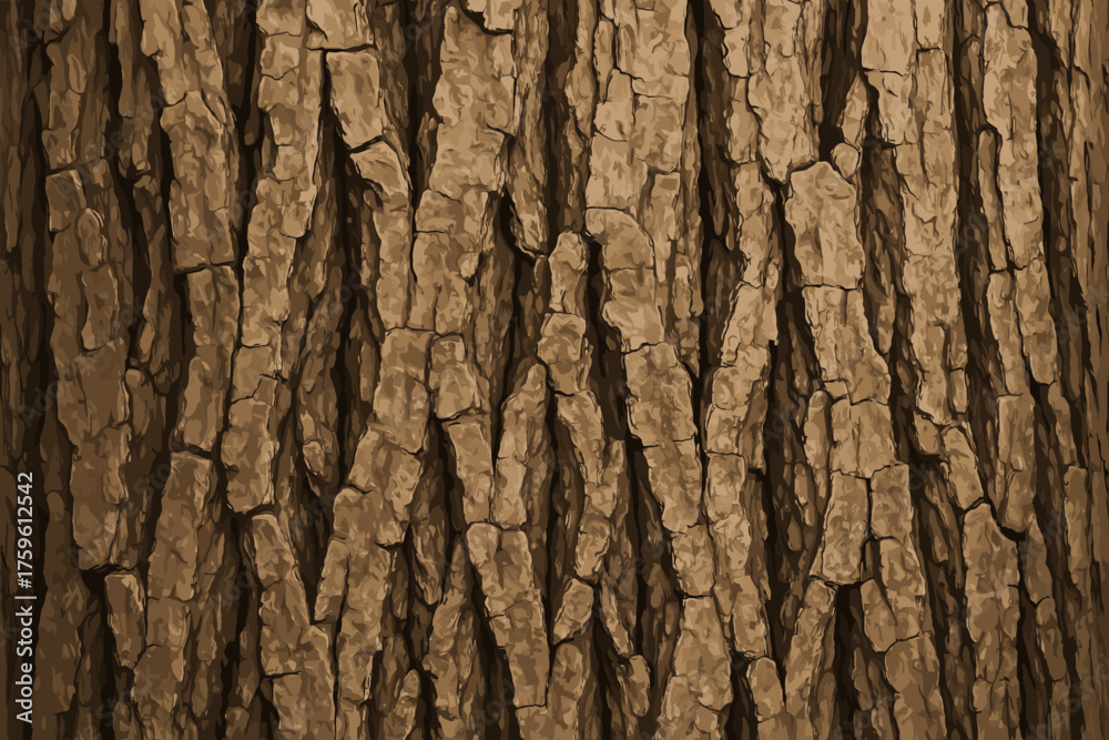 Obraz premium Surface ridges tree cracks grooves vector natural illustration detailed shadows rough bark