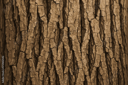 Surface ridges tree cracks grooves vector natural illustration detailed shadows rough bark