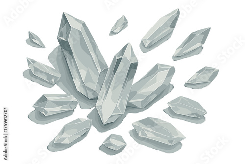 Illustration shard scattered illumination shards vector arrangement crystal subtle reflecting shadows highlights